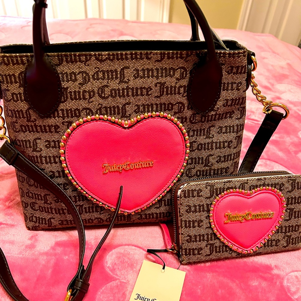 NWT Juicy Couture Love Never Dies Mini Tote & Multi compartment bifold